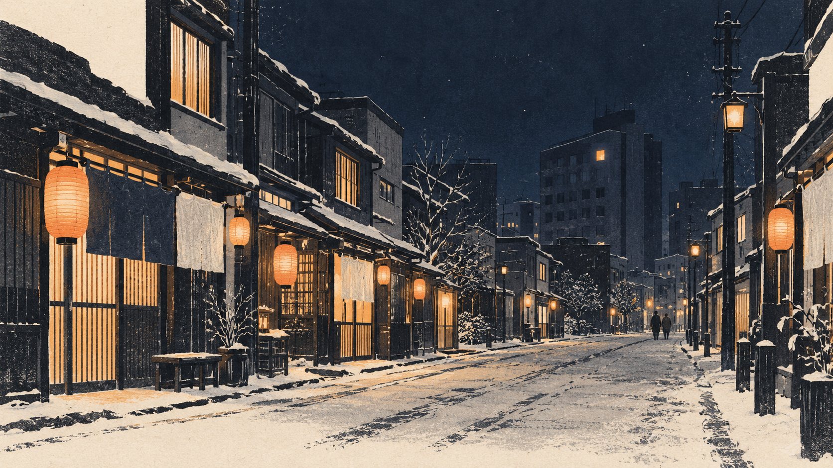 本町の夜、市場の朝。
